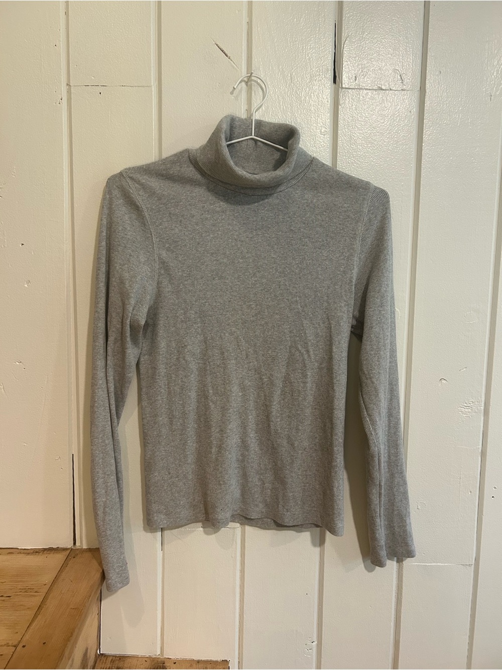 Quince Organic‎ Cotton Heather Gray Turtleneck Long Sleeve Tee